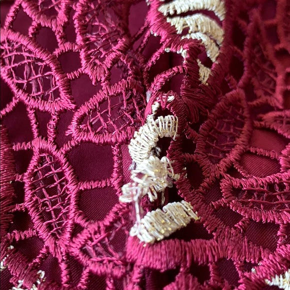 Burgundy and cream lace minidress - Picture 4 of 5